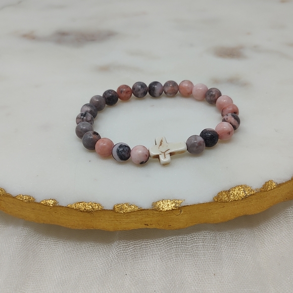 Jewelry - Pink Zebra Jasper Stone Bead Bracelet